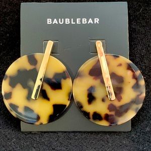 Baublebar earrings tortoise shell resin and gold NWOT